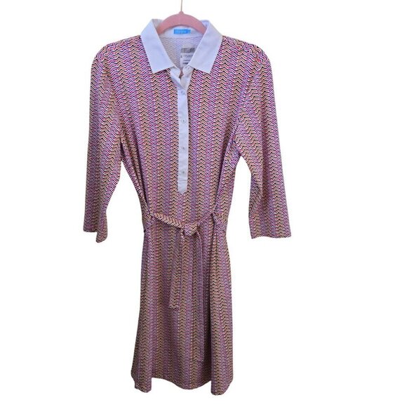 J. Mclaughlin NWT Elsie Dress White Hot Orange Pink Catalina Cloth Size L Design - Picture 1 of 7